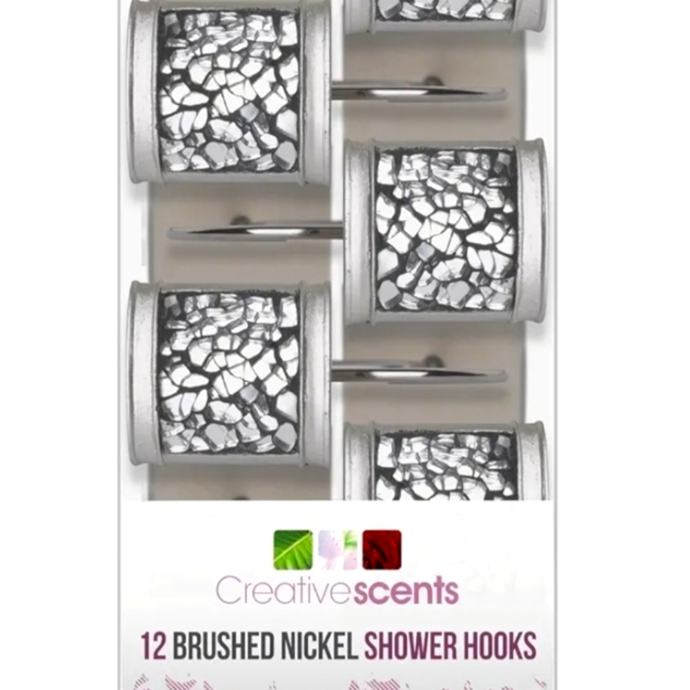 Creative Scents Brushed Nickel Shower Hooks - 12 Pack New In Box